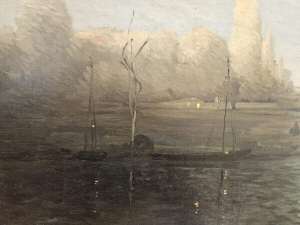 Leon Dabo (1864-1960) “Evening on the Marne, 1917” Oil on Canvas - Image 13