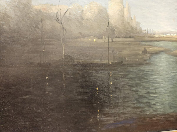 Leon Dabo (1864-1960) “Evening on the Marne, 1917” Oil on Canvas - Image 17