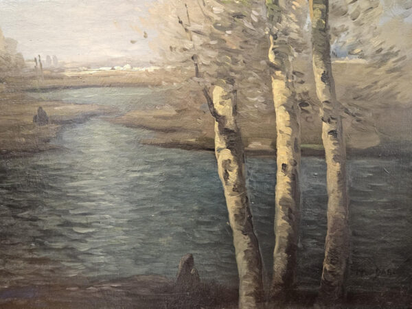 Leon Dabo (1864-1960) “Evening on the Marne, 1917” Oil on Canvas - Image 21