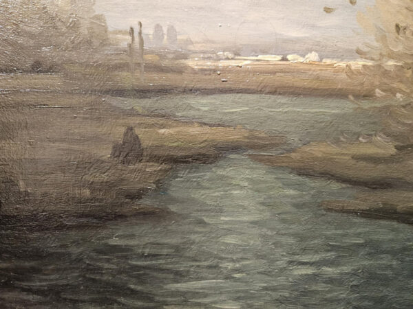 Leon Dabo (1864-1960) “Evening on the Marne, 1917” Oil on Canvas - Image 10