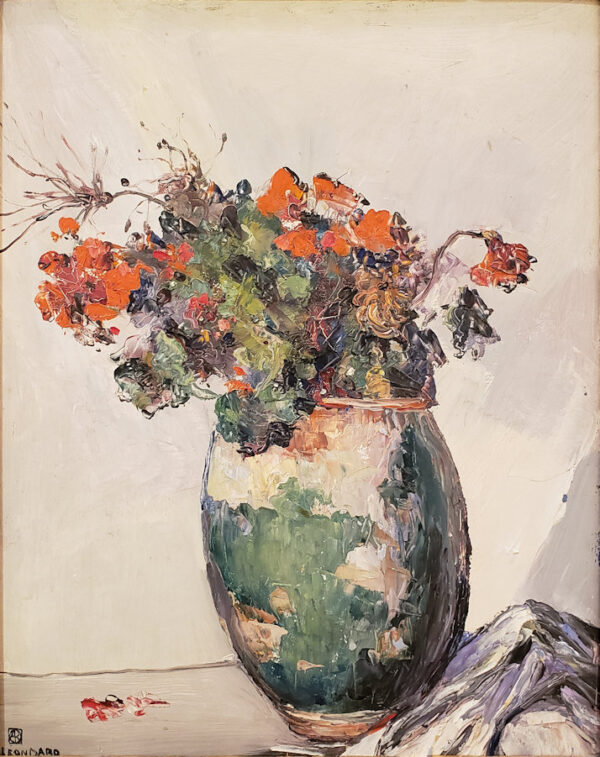 "Fleurs, St. Tropez, 1940" Oil on Board by Leon Dabo, NA(1864-1960)