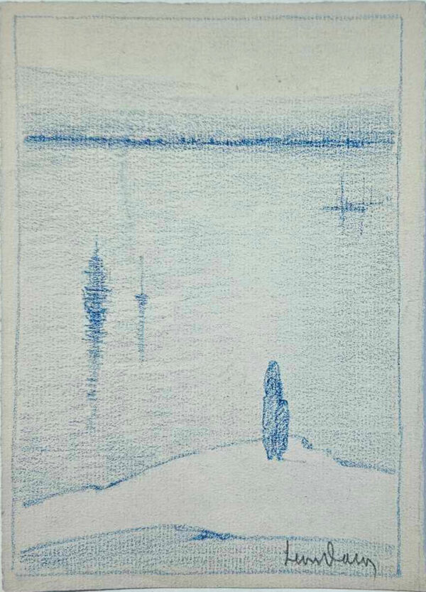 Leon Dabo (1864-1960)  Vertical Hudson River  Colored Crayon on Paper