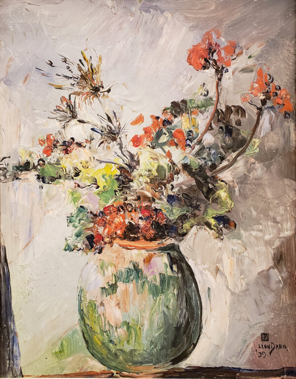 "Summer Bouquet, St. Tropez, 1939" Oil on Board by Leon Dabo, NA(1864-1960)