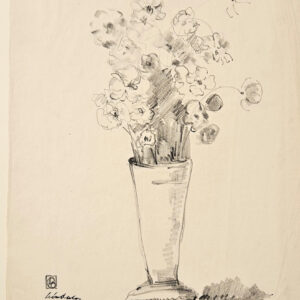 Leon Dabo (1864-1960)  Sweet Peas in a Vase  Charcoal on Paper