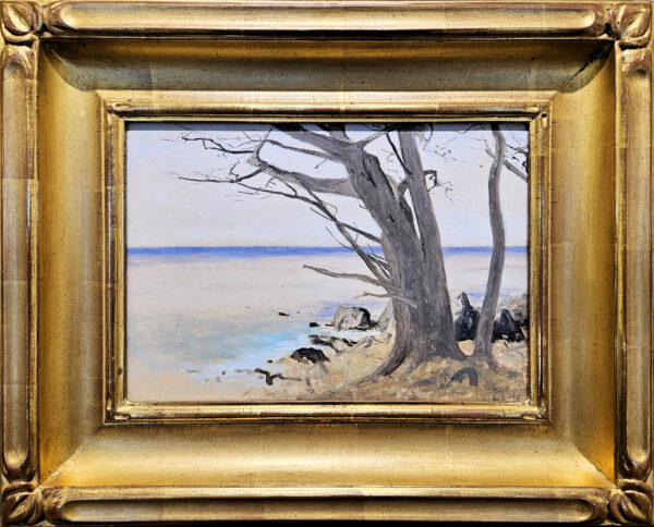 Lockwood De Forest (1850 - 1932)   “Wind Swept Tree, Dec. 5, 1917”  Oil on Board - Image 2