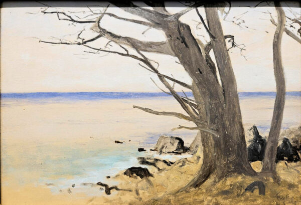 Lockwood De Forest (1850 - 1932)   “Wind Swept Tree, Dec. 5, 1917”  Oil on Board - Image 4