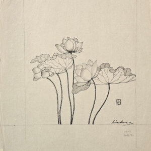 Leon Dabo (1864-1960) Lotus Blossoms  Charcoal on Paper