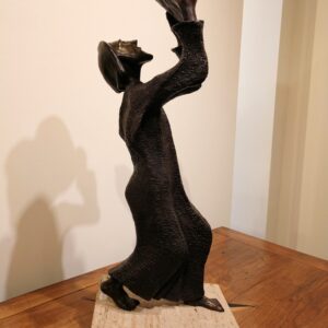 "Moses" Sculpture in Bronze on Marble Slab by Madeleine Heumann (1933-2018)