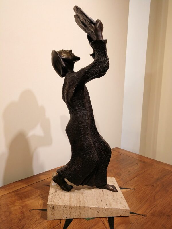 "Moses" Sculpture in Bronze on Marble Slab by Madeleine Heumann (1933-2018)