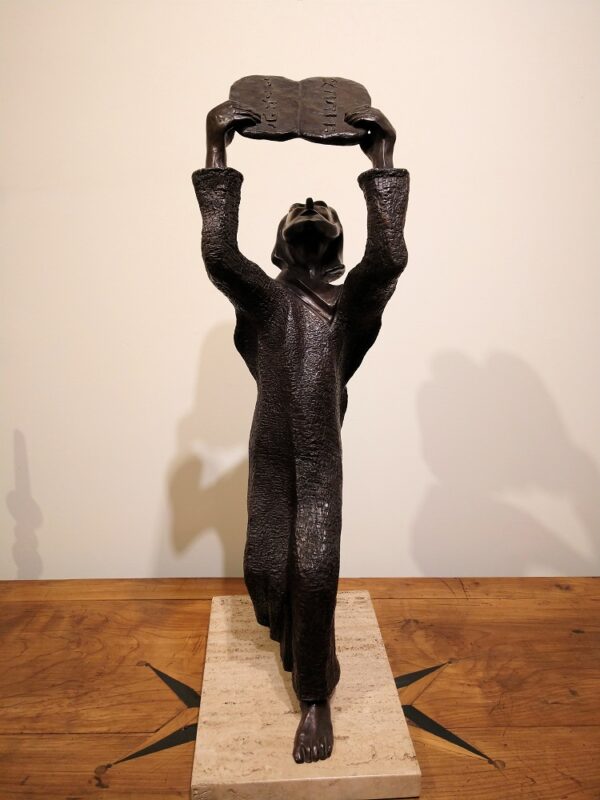 "Moses" Sculpture in Bronze on Marble Slab by Madeleine Heumann (1933-2018) - Image 3