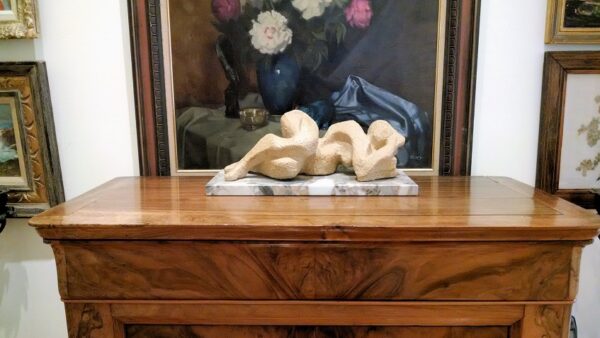 "Recombent Nude" Clay Sculpture with sand finish by Madeleine Heumann (1933-2018) - Image 2