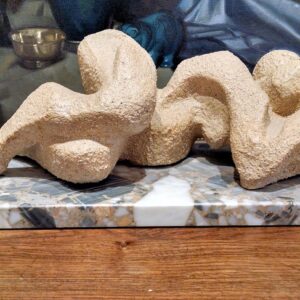 "Recombent Nude" Clay Sculpture with sand finish by Madeleine Heumann (1933-2018)