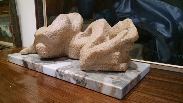 "Recombent Nude" Clay Sculpture with sand finish by Madeleine Heumann (1933-2018) - Image 5