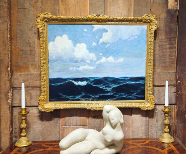 Max Jensen (1879-1907) “Stormy Sea” Oil on Canvas. - Image 3