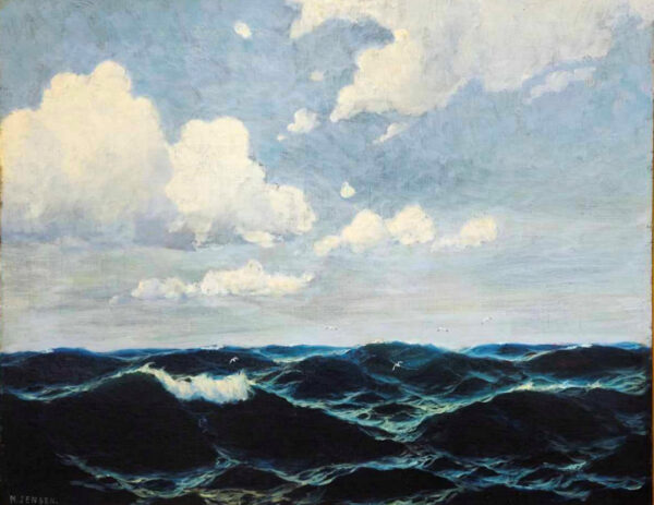 Max Jensen (1879-1907) “Stormy Sea” Oil on Canvas.