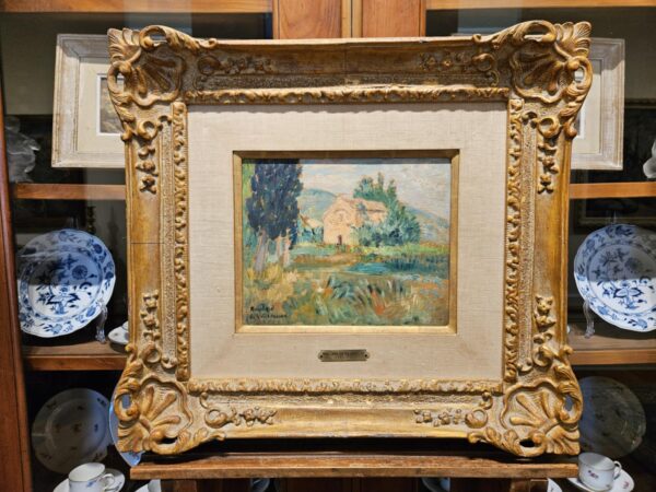 Maxime Boulard de Villeneuve (1884 - 1971) "Provence Landscape with Cottage" Oil on Board - Image 2