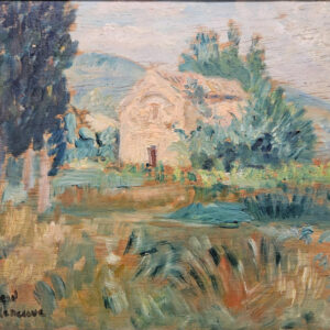 Maxime Boulard de Villeneuve (1884 - 1971) "Provence Landscape with Cottage" Oil on Board