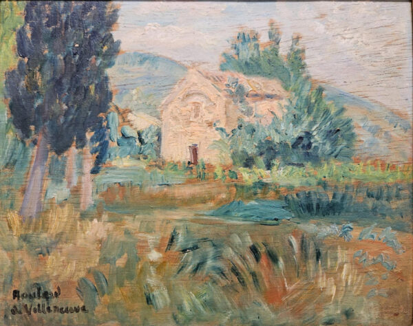 Maxime Boulard de Villeneuve (1884 - 1971) "Provence Landscape with Cottage" Oil on Board