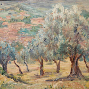 Maxime Boulard de Villeneuve (1884 - 1971) Oil on Board "Provence Landscape with Trees"