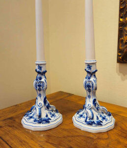 Rare 19th Century Meissen Blue Onion Candles