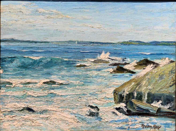 Newcomb-Macklin Frame on Oil on board by John Redding Kelly (1879-1949) "Rocks"