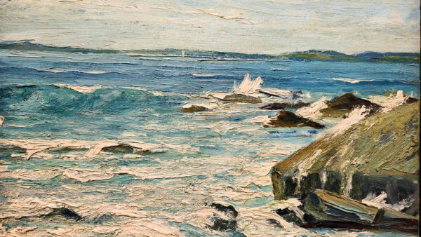 Newcomb-Macklin Frame on Oil on board by John Redding Kelly (1879-1949) "Rocks" - Image 7