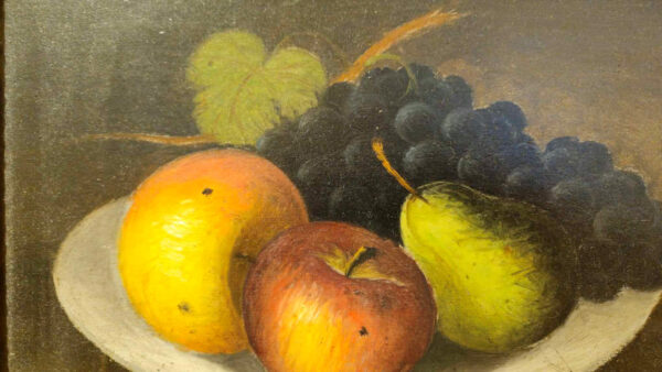 Paul Dubois (1829 - 1905) “Still Life with Ripe Fruit” Oil on artist board. - Image 6