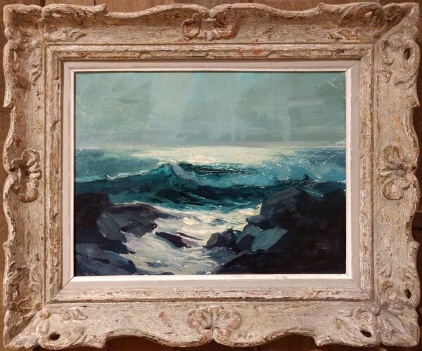 Oil Painting "Rain Falling from the Clouds" by Philip G. Shumaker (1921-1967) - Image 3