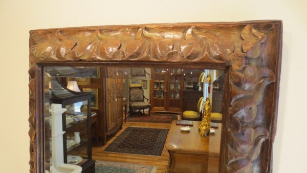 Rare Period Italian Renaissance Carved Circassian Walnut Frame with Mirror . - Image 4