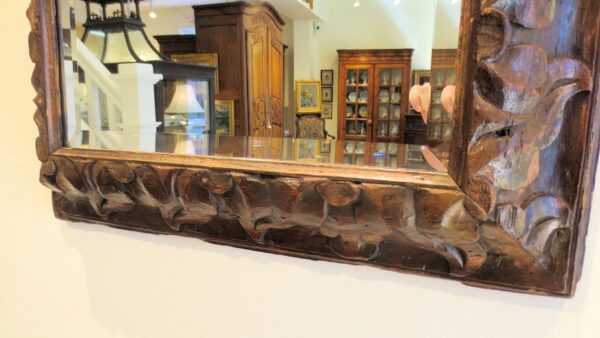 Rare Period Italian Renaissance Carved Circassian Walnut Frame with Mirror . - Image 6