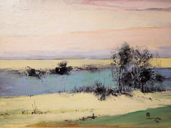 Leon Dabo, NA (1864-1960) "River in Springtime 52, aka River Against Pink Hills"