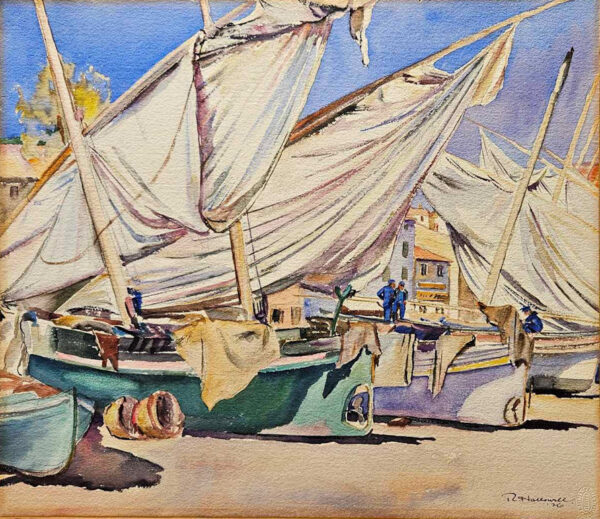 Robert Hallowell (1886-1939) Drying Sails, Collioure, 1926