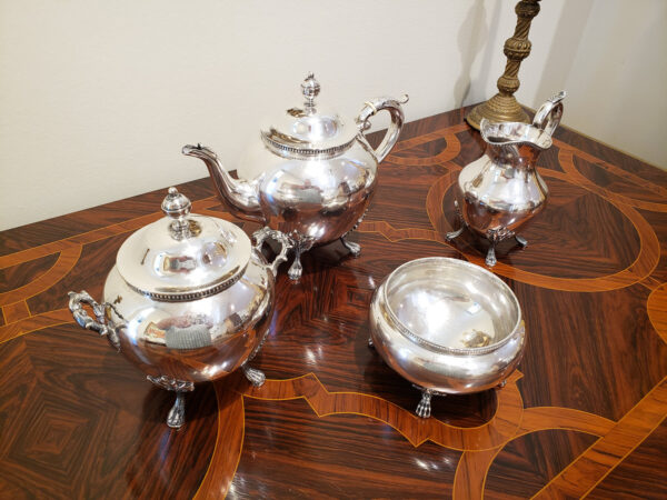 A Rare Early Coin Silver Tea Set by Shreve Crump & Low, Boston - Image 4