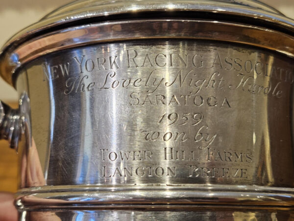 Sterling Silver Equestrian Trophy “The Lovley Night Hurdle” 1959 - Image 4