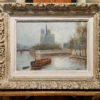 Notre-Dame Cathedral in Paris on the Seine River Oil on Board - Image 2
