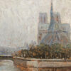Notre-Dame Cathedral in Paris on the Seine River Oil on Board - Image 5
