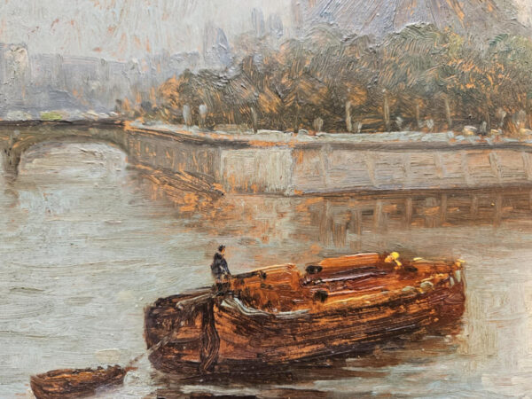 Notre-Dame Cathedral in Paris on the Seine River Oil on Board - Image 7