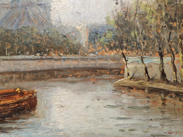 Notre-Dame Cathedral in Paris on the Seine River Oil on Board - Image 8