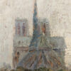 Notre-Dame Cathedral in Paris on the Seine River Oil on Board - Image 9