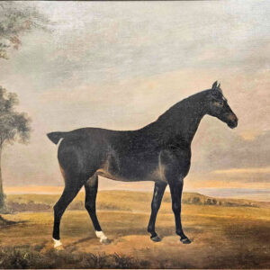 William Barraud (1810 - 1850) Attributed A Dark Bay Hunter in Landscape Portrait