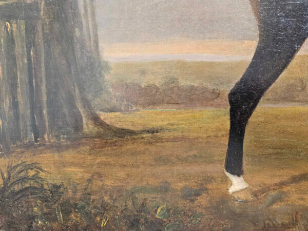William Barraud (1810 - 1850) Attributed A Dark Bay Hunter in Landscape Portrait - Image 8