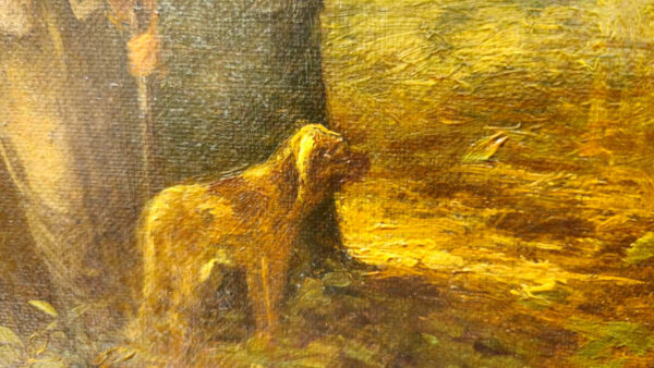 William Ongley (1838-1890) “Hunter and His Hound in The Adirondacks Forest” - Image 10