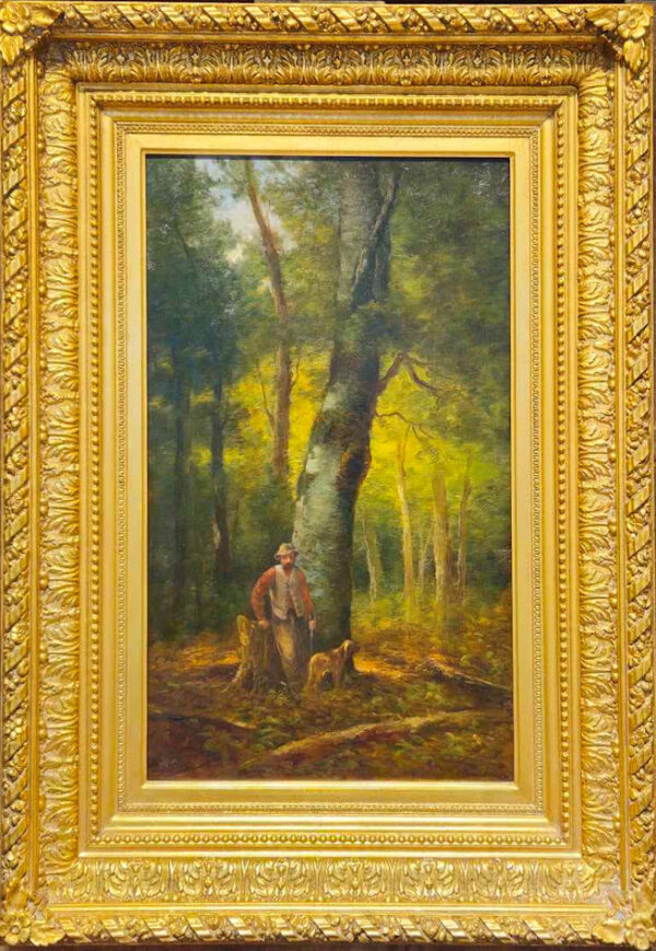 William Ongley (1838-1890) “Hunter and His Hound in The Adirondacks Forest” - Image 2