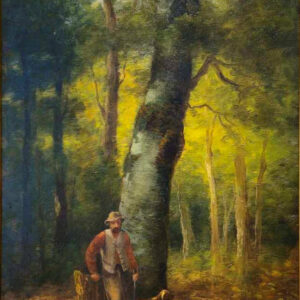 William Ongley (1838-1890) “Hunter and His Hound in The Adirondacks Forest”