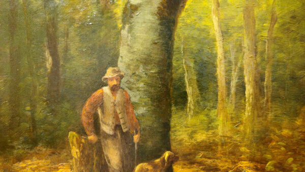 William Ongley (1838-1890) “Hunter and His Hound in The Adirondacks Forest” - Image 7