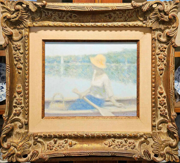 "Summer Sun in the Boat" Oil on Canvas by Andre Gisson (1921 - 2003) - Image 3