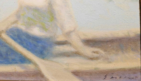 "Summer Sun in the Boat" Oil on Canvas by Andre Gisson (1921 - 2003) - Image 9