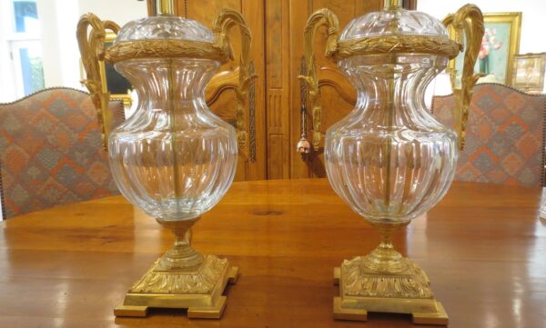 Pair Crystal Martin Benito Neapolitan Gilt Bronze Lamps - Image 2