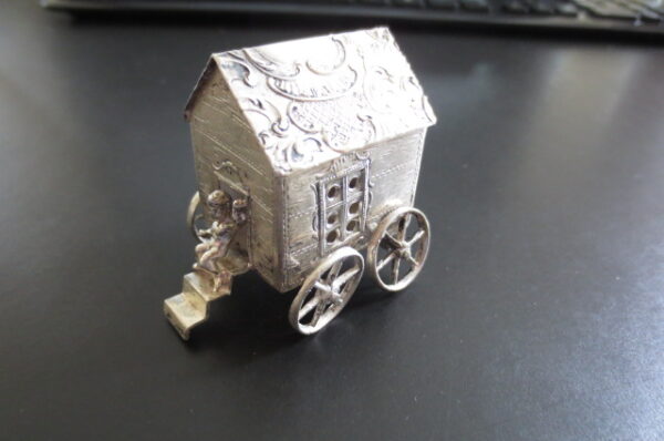 German Silver Hanau Silver Miniature Wagon Cart