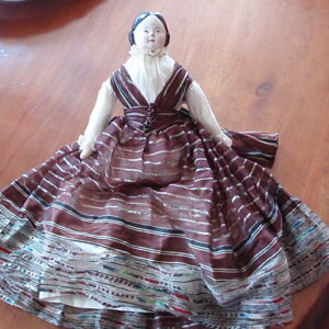 German Porcelain Faced Fancy Doll Circa 1850's.